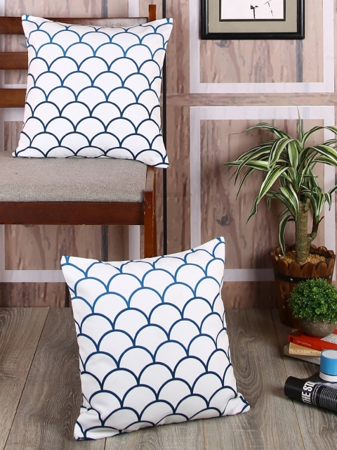 Reinvention Factory White Set of 2 Abstract Square Cushion Covers