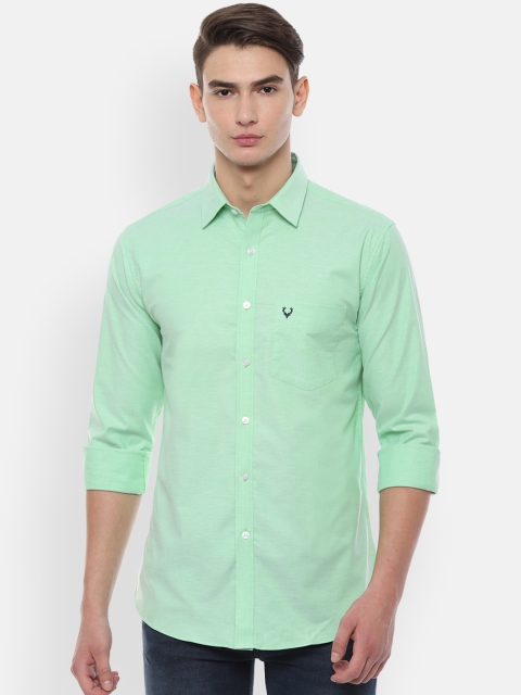 Allen Solly Men Green Slim Fit Solid Casual Shirt