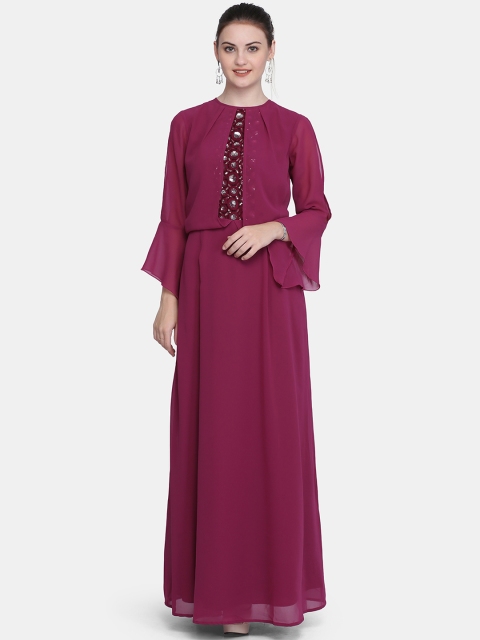 Eavan Women Burgundy Solid Maxi Dress