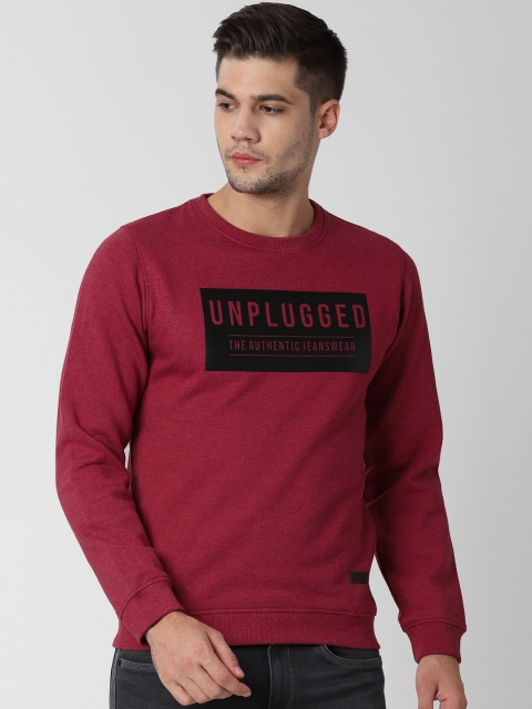 Peter England Casuals Men Maroon Printed Sweatshirt