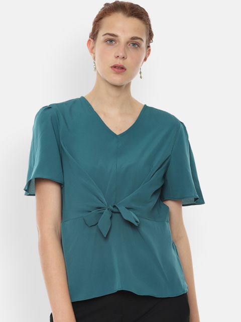 Van Heusen Woman Teal Green Solid Top