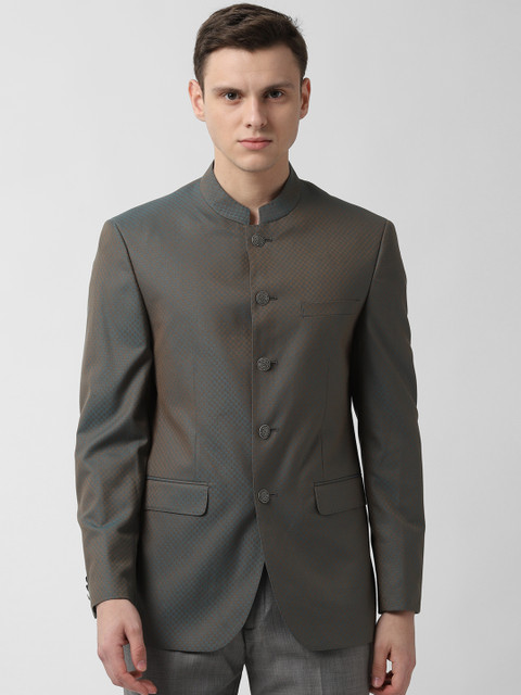 Peter England Men Teal Blue & Brown Self Design Slim-Fit Single-Breasted Bandhgala Blazer
Peter England Men Teal Blue & Brown Self Design Slim-Fit Single-Breasted Bandhgala Blazer