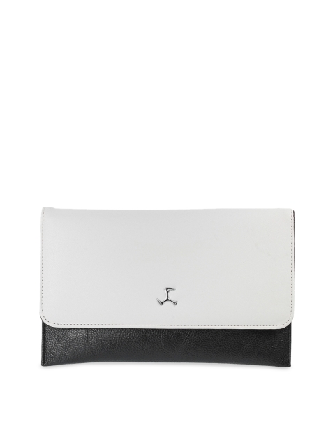 Mochi Women White & Black Colourblocked Clutch