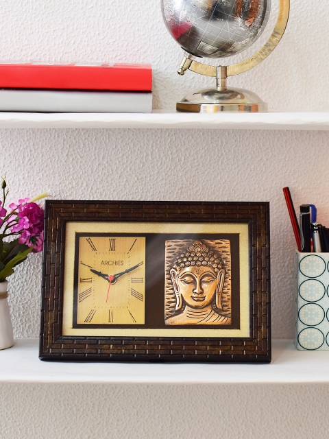 Archies Black Rectangle Solid Analogue Table Clock