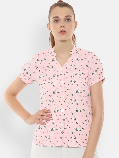Van Heusen Woman Pink & White Regular Fit Floral Printed Casual Shirt