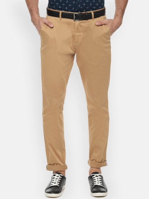 Van Heusen Sport Men Beige Slim Fit Solid Regular Trousers