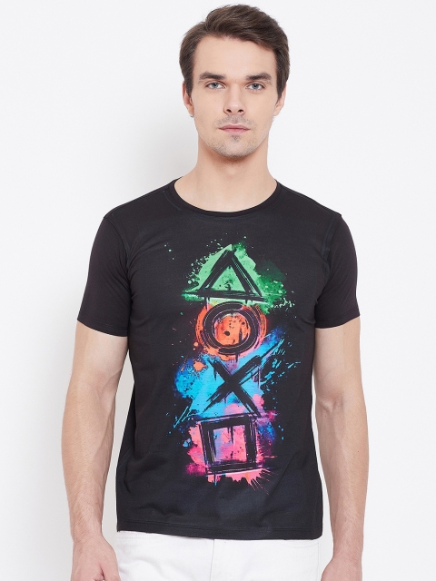 Wear Your Mind Men Black Printed Round Neck T-shirt