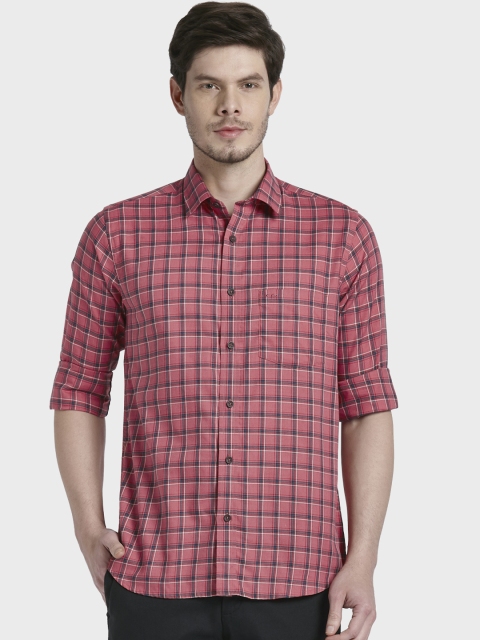 ColorPlus Men Red Regular Fit Checked Casual Shirt