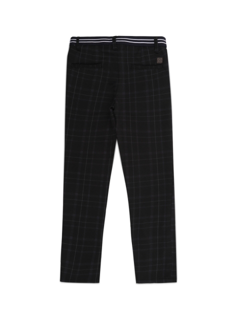 Allen Solly Junior Boys Black Regular Fit Checked Regular Trousers
