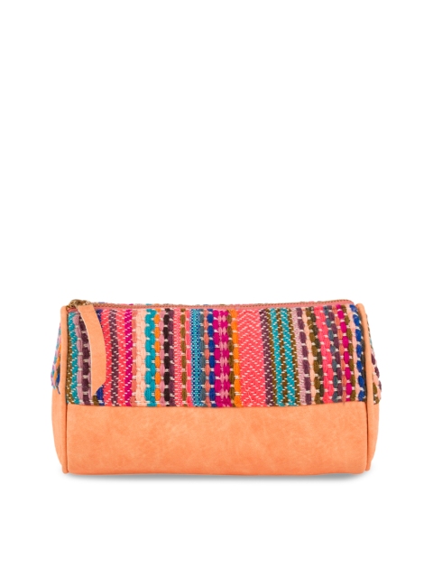 Chumbak Unisex Beige Back-Stitch Flat-Weave Travel Pouch