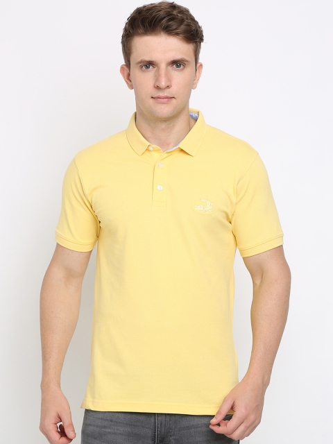 Crocodile Men Yellow Solid Polo Collar T-shirt