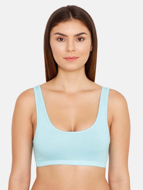Zivame Blue Solid Non-Wired Non Padded Sports Bra ZI10DIFASHHSAST