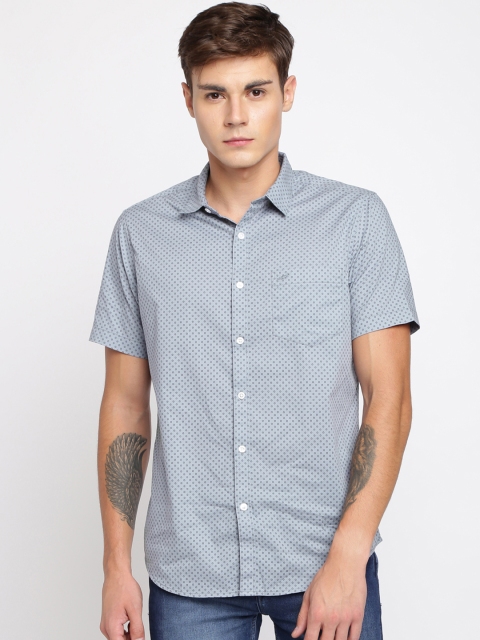 Crocodile Men Grey Slim Fit Printed Casual Shirt