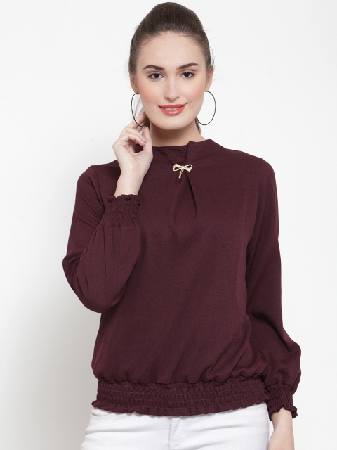armure Women Burgundy Solid Top