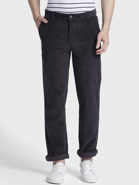 ColorPlus Men Grey Tapered Fit Solid Regular Trousers