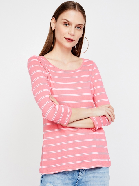 Fame Forever by Lifestyle Women Coral Striped Top