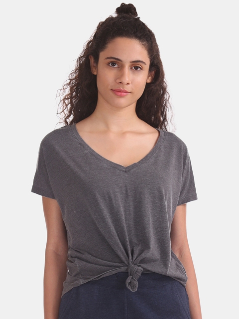 Aeropostale Women Grey Solid Top