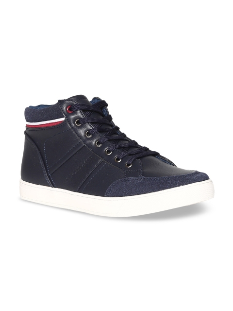 U.S. Polo Assn. Men Navy Blue Solid Mid-Top Sneakers