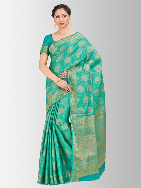 MIMOSA Sea Green & Gold-ColouredArt Silk Woven Design Kanjeevaram Saree