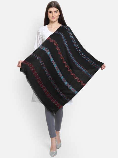 Anekaant Women Black Woven Design Shawl