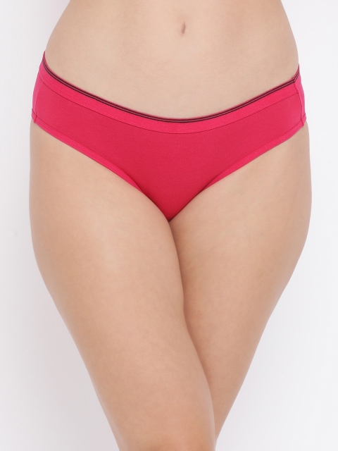 Clovia Women Pink Solid Low-Rise Bikini Briefs