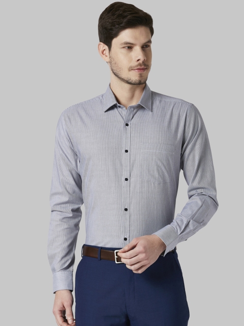Park Avenue Men Black Slim Fit Striped Formal Shirt