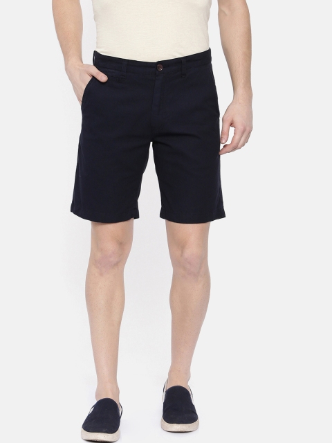 Breakbounce Men Navy Blue Solid Slim Fit Regular Shorts