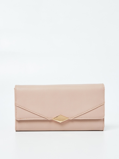 Ginger by Lifestyle Women Beige Solid Three Fold Wallet