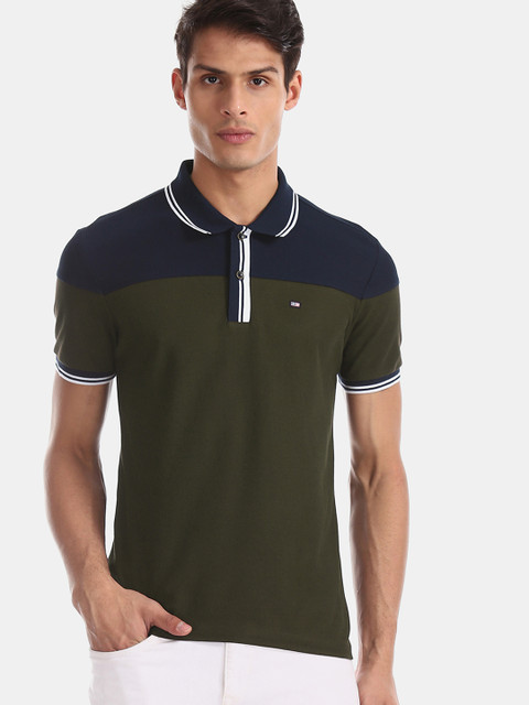 Arrow Sport Men Olive Green & Black Colourblocked Mercerized Cotton Polo Collar T-shirt
Arrow Sport Men Olive Green & Black Colourblocked Mercerized Cotton Polo Collar T-shirt