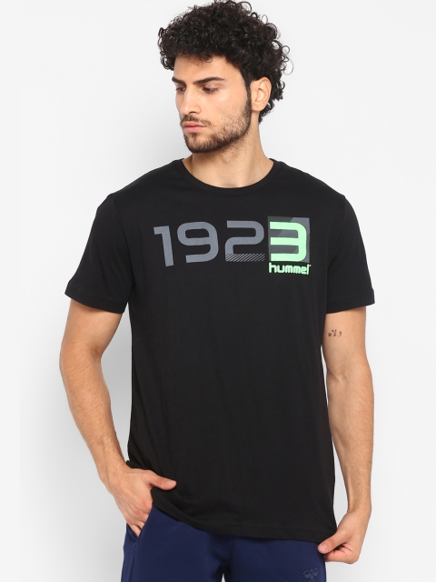 hummel Men Black Printed Round Neck T-shirt