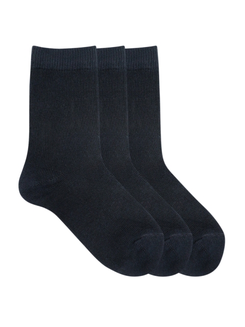 Mustang Kids Pack of 3 Black Solid Calf-Length Socks