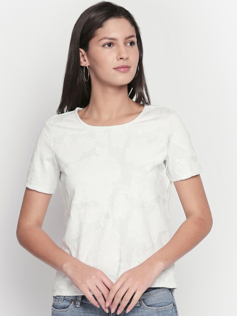 Forever Glam by Pantaloons Women White Self Design Top