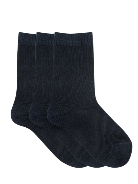 Mustang Kids Pack of 3 Black Solid Calf-Length Socks