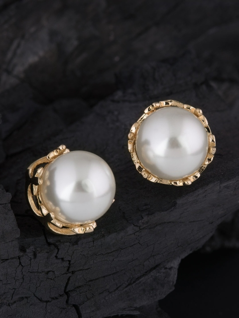 E2O Gold-Plated & Off-White Circular Studs