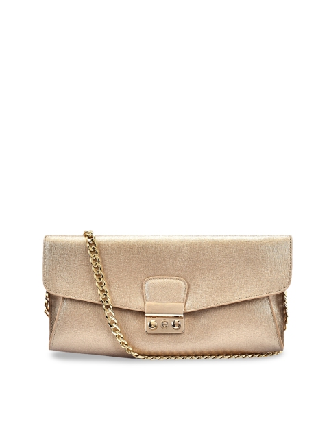 Eske Gold-Toned Solid Sling Leather Bag