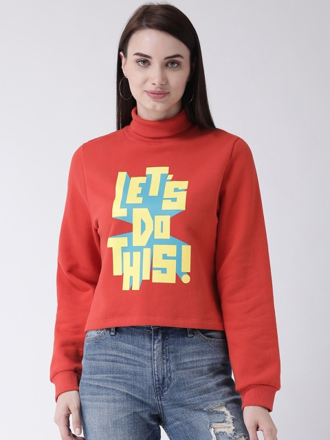 Leo Sansini Women Orange & Yellow Printed Pullover Sweatshirt