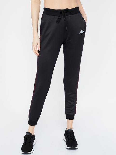 Kappa Women Black Solid High-Rise Cropped Joggers