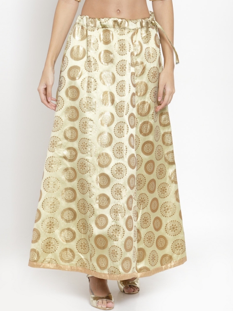 Clora Creation Women Beige & Gold-Coloured Printed Banarasi Silk Flared Maxi Skirt
Clora Creation Women Beige & Gold-Coloured Printed Banarasi Silk Flared Maxi Skirt