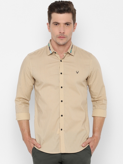 Allen Solly Sport Men Beige & Black Striped Slim Fit Casual Shirt