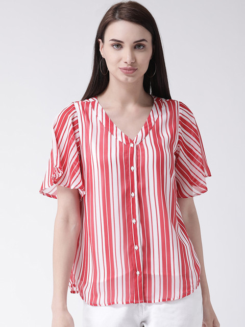 Leo Sansini Women Red Candy Stripe Shirt Style Top
Leo Sansini Women Red Candy Stripe Shirt Style Top