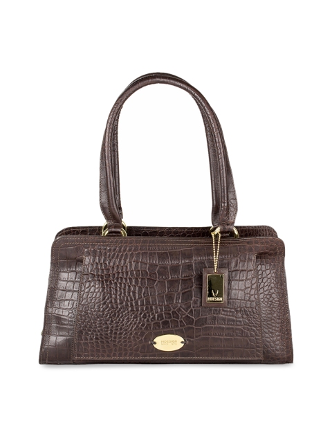 Hidesign Brown Crocodile Skin Textured Leather Handheld Bag