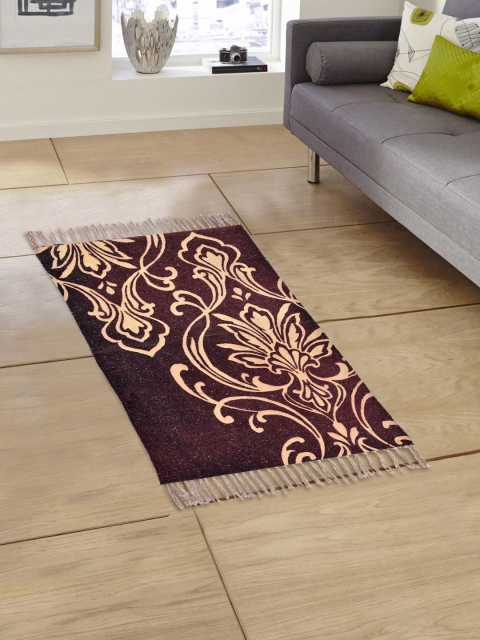 EverHOME Maroon & Beige Printed Dhurrie