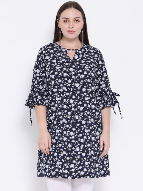 Women Navy Blue & White Printed Tunic