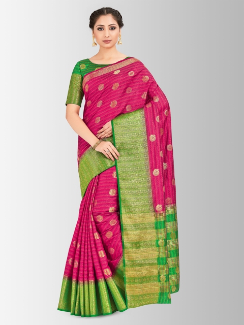 MIMOSA Pink Art Silk Woven Design Kanjeevaram Saree