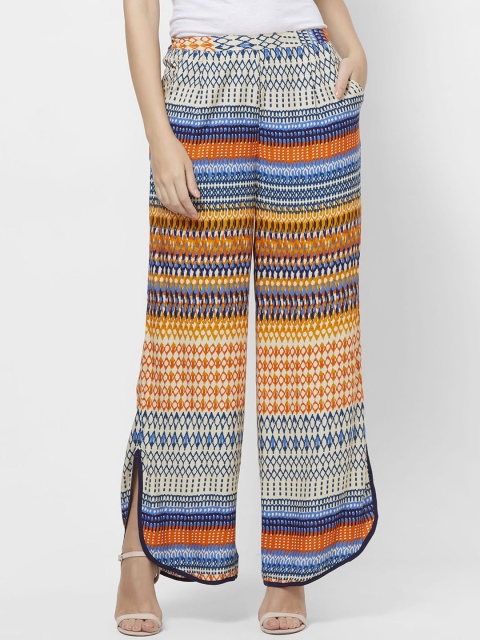 109F Women Multicoloured Printed Wide Leg Palazzos, Multi