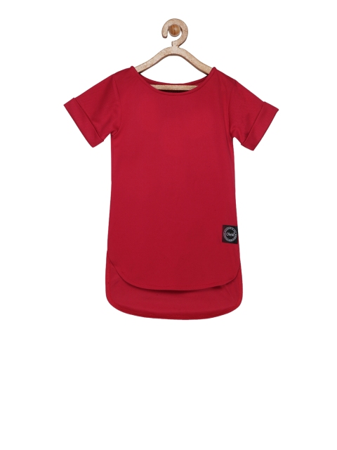 Olele Girls Solid Red T-shirt Dress