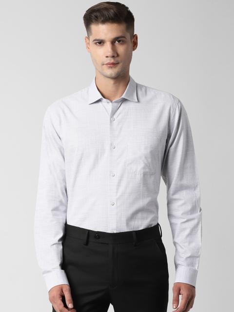 Peter England Men Off-White Self Design Regular Fit Formal Shirt