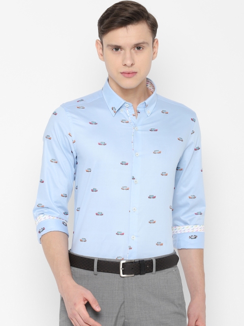 SIMON CARTER LONDON Men Blue & Pink Printed Slim Fit Formal Shirt