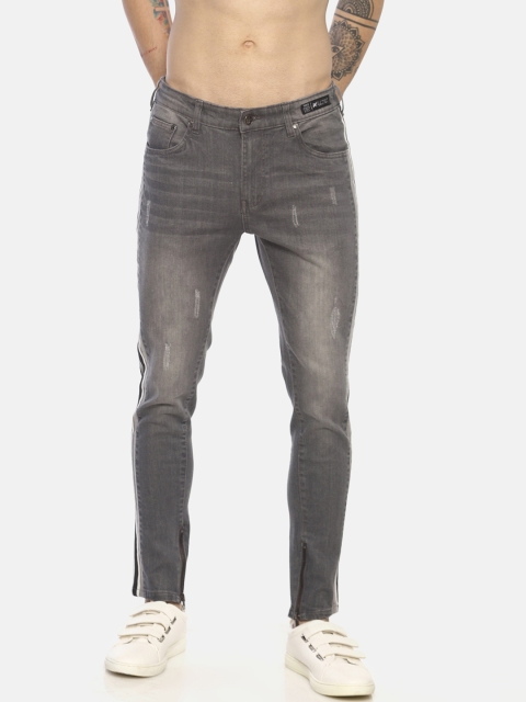 KULTPRIT Men Grey Skinny Fit Mid-Rise Low Distress Stretchable Jeans