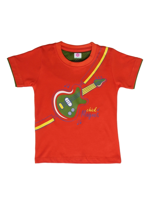 Chipbeys Boys Rust Red Printed Round Neck T-shirt